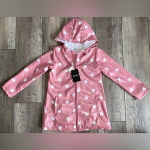 NWT DKNY Pink White Stars Rain Jacket Coat Girl’s Size 5